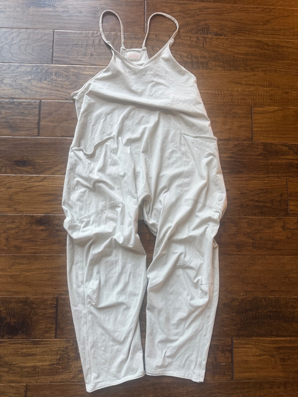 Free People Cream Spaghetti-Strap Cotton Jumpsuit